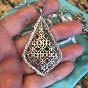 Kendra Scott silver filigree Aiden necklace.
